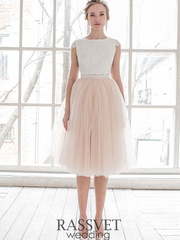 Свадебное платье Рейн. Силуэт Пышное, А-силуэт. Цвет Персик / Оранжевый, оттенки Розового. Вид 1