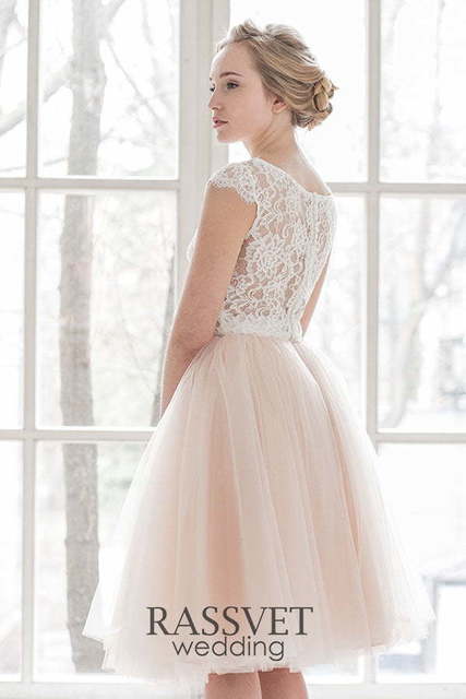 Свадебное платье Рейн. Силуэт Пышное, А-силуэт. Цвет Персик / Оранжевый, оттенки Розового. Вид 2