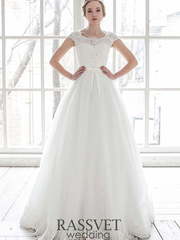 Свадебное платье Марселина. Силуэт А-силуэт. Цвет Белый / Молочный. Вид 1