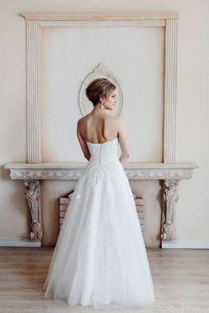 Свадебное платье Габриэлия. Силуэт А-силуэт. Цвет Белый / Молочный. Вид 2