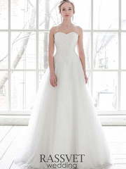 Свадебное платье Бертина. Силуэт А-силуэт. Цвет Белый / Молочный. Вид 1