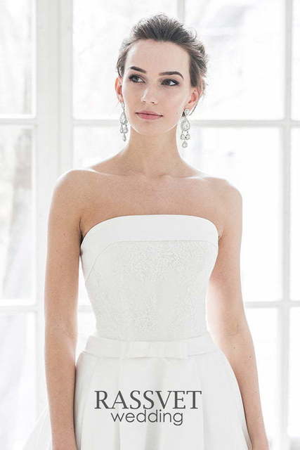 Свадебное платье Натали. Силуэт А-силуэт. Цвет Белый / Молочный. Вид 3