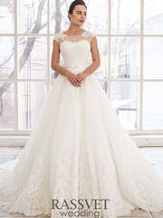 Свадебное платье Линда 1. Силуэт Пышное, А-силуэт. Цвет Белый / Молочный, Айвори / Капучино. Вид 1