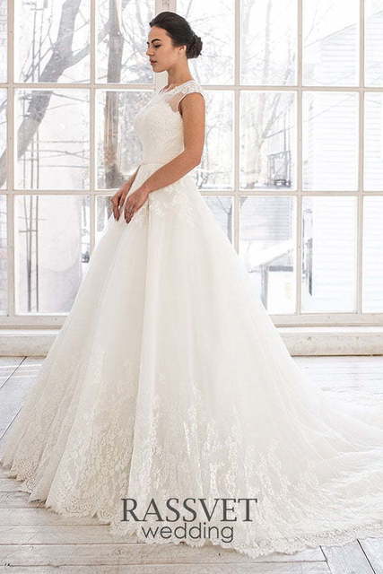 Свадебное платье Линда 1. Силуэт Пышное, А-силуэт. Цвет Белый / Молочный, Айвори / Капучино. Вид 5