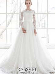 Свадебное платье Эвелин. Силуэт Пышное, А-силуэт. Цвет Белый / Молочный. Вид 1