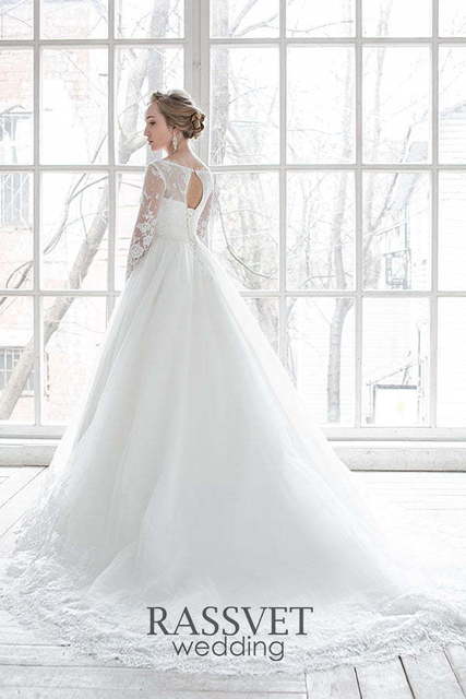 Свадебное платье Эвелин. Силуэт Пышное, А-силуэт. Цвет Белый / Молочный. Вид 2