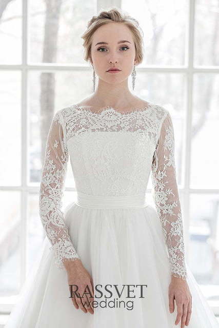 Свадебное платье Эвелин. Силуэт Пышное, А-силуэт. Цвет Белый / Молочный. Вид 3