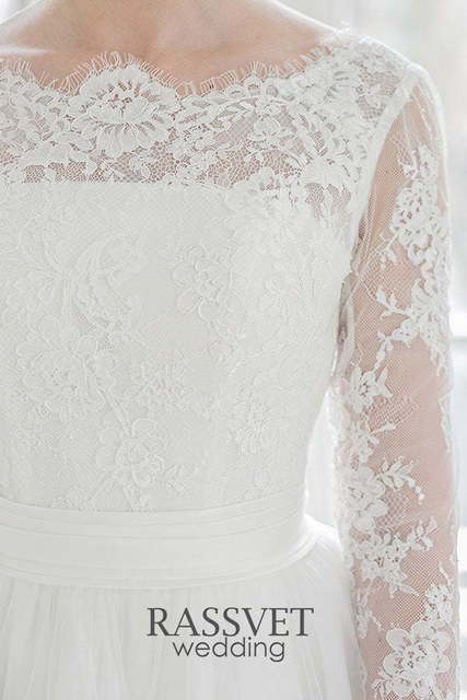 Свадебное платье Эвелин. Силуэт Пышное, А-силуэт. Цвет Белый / Молочный. Вид 4