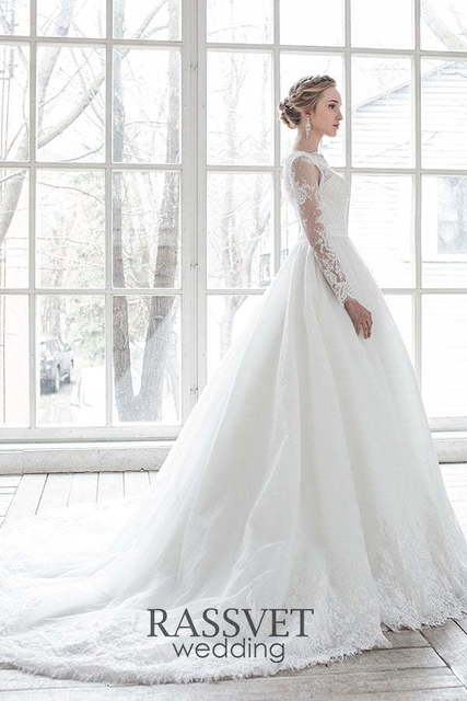 Свадебное платье Эвелин. Силуэт Пышное, А-силуэт. Цвет Белый / Молочный. Вид 5