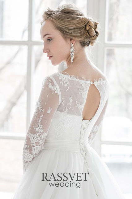 Свадебное платье Эвелин. Силуэт Пышное, А-силуэт. Цвет Белый / Молочный. Вид 6