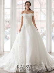 Свадебное платье Хезер. Силуэт Пышное, А-силуэт. Цвет Белый / Молочный. Вид 1