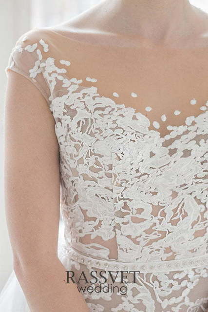 Свадебное платье Дионисия. Силуэт А-силуэт, Прямое. Цвет Айвори / Капучино, Белый / Молочный. Вид 4