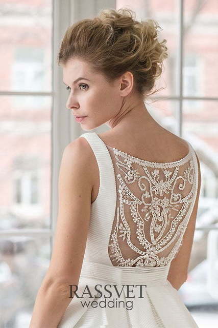 Свадебное платье Лейла. Силуэт Пышное, А-силуэт. Цвет Белый / Молочный. Вид 3