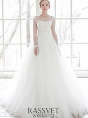 Свадебное платье Роберта. Силуэт А-силуэт. Цвет Белый / Молочный. Вид 1