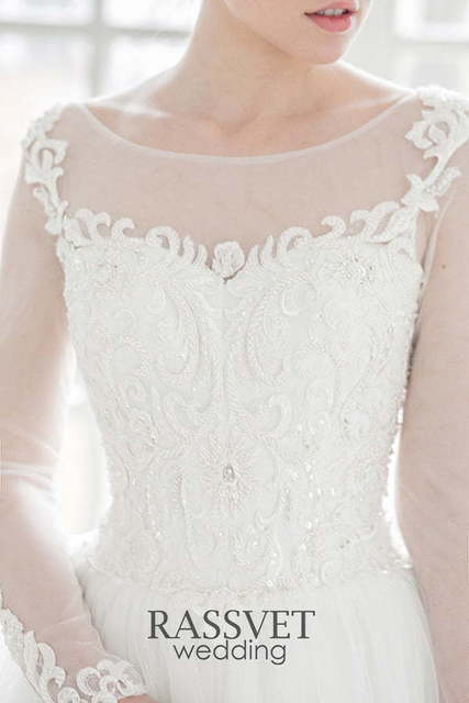 Свадебное платье Роберта. Силуэт А-силуэт. Цвет Белый / Молочный. Вид 4