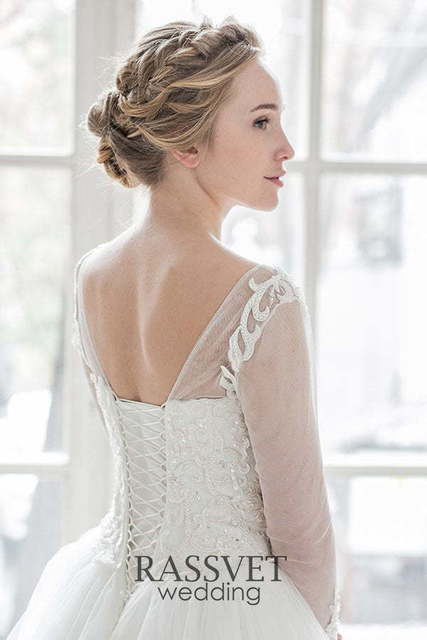 Свадебное платье Роберта. Силуэт А-силуэт. Цвет Белый / Молочный. Вид 6