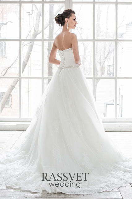 Свадебное платье Альбертина 2. Силуэт А-силуэт. Цвет Белый / Молочный. Вид 2