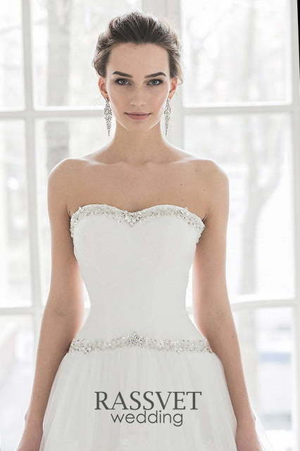 Свадебное платье Альбертина 2. Силуэт А-силуэт. Цвет Белый / Молочный. Вид 3