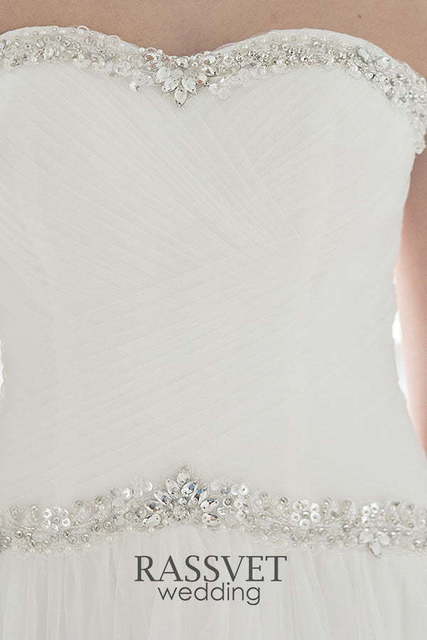 Свадебное платье Альбертина 2. Силуэт А-силуэт. Цвет Белый / Молочный. Вид 4