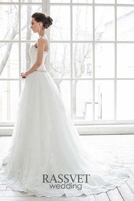 Свадебное платье Альбертина 2. Силуэт А-силуэт. Цвет Белый / Молочный. Вид 5