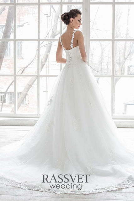 Свадебное платье Амилия. Силуэт А-силуэт. Цвет Белый / Молочный. Вид 2