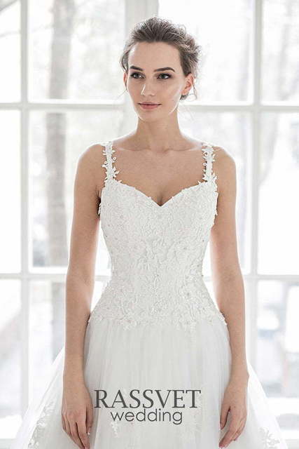 Свадебное платье Амилия. Силуэт А-силуэт. Цвет Белый / Молочный. Вид 3