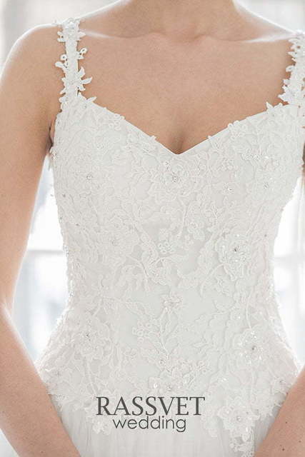 Свадебное платье Амилия. Силуэт А-силуэт. Цвет Белый / Молочный. Вид 4