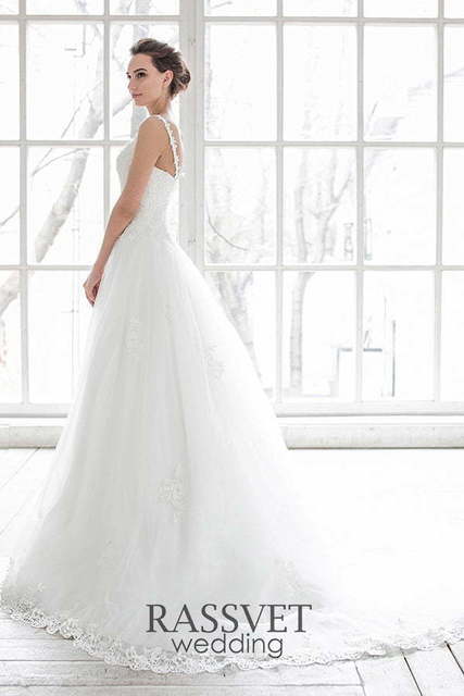 Свадебное платье Амилия. Силуэт А-силуэт. Цвет Белый / Молочный. Вид 5