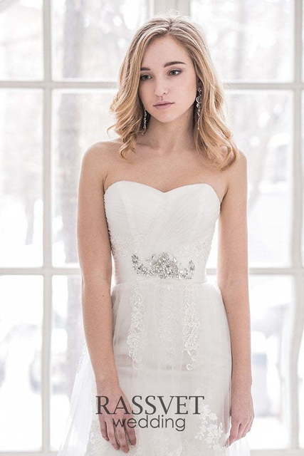 Свадебное платье Лианн. Силуэт Рыбка, А-силуэт. Цвет Белый / Молочный. Вид 3