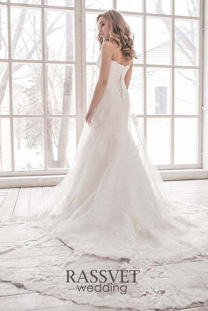 Свадебное платье Филлис. Силуэт Рыбка, А-силуэт. Цвет Белый / Молочный. Вид 2