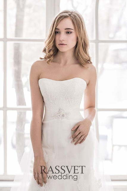 Свадебное платье Филлис. Силуэт Рыбка, А-силуэт. Цвет Белый / Молочный. Вид 4