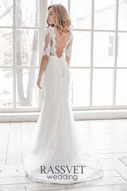 Свадебное платье Тиша. Силуэт Рыбка, А-силуэт. Цвет Белый / Молочный. Вид 2