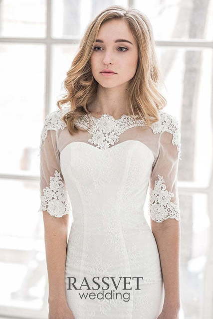 Свадебное платье Тиша. Силуэт Рыбка, А-силуэт. Цвет Белый / Молочный. Вид 3