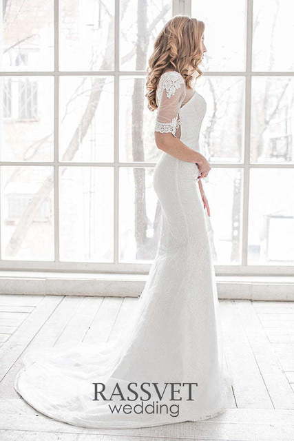 Свадебное платье Тиша. Силуэт Рыбка, А-силуэт. Цвет Белый / Молочный. Вид 6