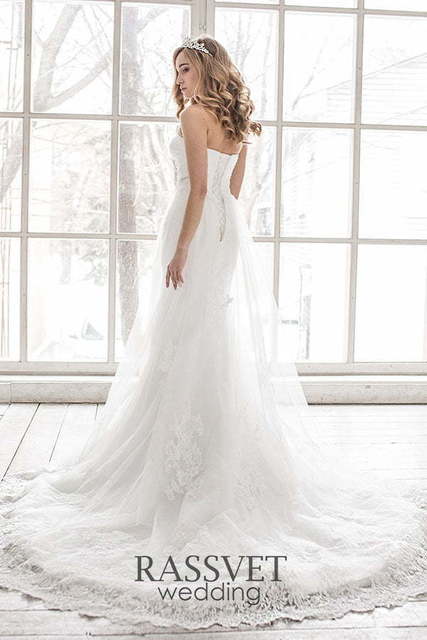 Свадебное платье Сью. Силуэт Рыбка, А-силуэт. Цвет Белый / Молочный. Вид 2