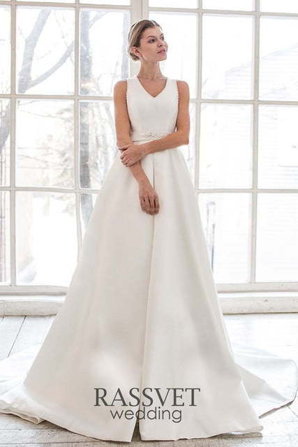 Свадебное платье Бель. Силуэт А-силуэт. Цвет Белый / Молочный. Вид 1