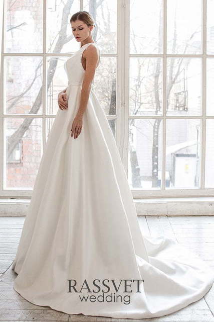 Свадебное платье Бель. Силуэт А-силуэт. Цвет Белый / Молочный. Вид 3