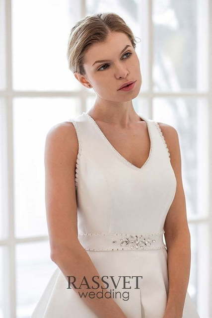 Свадебное платье Бель. Силуэт А-силуэт. Цвет Белый / Молочный. Вид 4