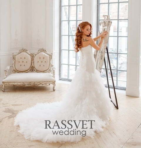 Свадебное платье Изабелла. Силуэт Рыбка, А-силуэт. Цвет Белый / Молочный. Вид 2