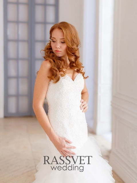 Свадебное платье Изабелла. Силуэт Рыбка, А-силуэт. Цвет Белый / Молочный. Вид 3