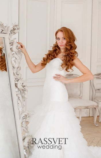 Свадебное платье Изабелла. Силуэт Рыбка, А-силуэт. Цвет Белый / Молочный. Вид 4