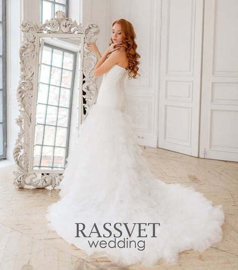 Свадебное платье Изабелла. Силуэт Рыбка, А-силуэт. Цвет Белый / Молочный. Вид 5