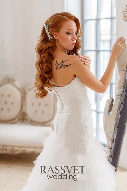 Свадебное платье Изабелла. Силуэт Рыбка, А-силуэт. Цвет Белый / Молочный. Вид 6