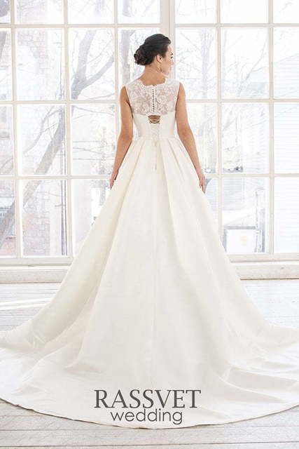 Свадебное платье Клер. Силуэт А-силуэт. Цвет Айвори / Капучино, Белый / Молочный. Вид 2