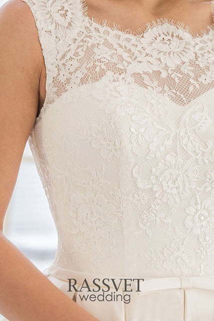 Свадебное платье Клер. Силуэт А-силуэт. Цвет Айвори / Капучино, Белый / Молочный. Вид 4