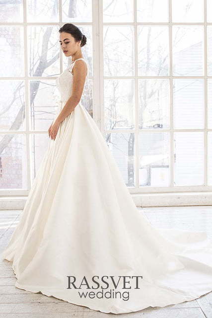 Свадебное платье Клер. Силуэт А-силуэт. Цвет Айвори / Капучино, Белый / Молочный. Вид 5