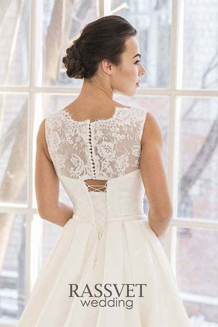 Свадебное платье Клер. Силуэт А-силуэт. Цвет Айвори / Капучино, Белый / Молочный. Вид 6