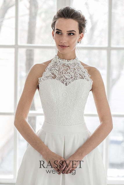 Свадебное платье Орнелла. Силуэт А-силуэт. Цвет Белый / Молочный. Вид 3