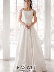 Свадебное платье Леона. Силуэт А-силуэт. Цвет Белый / Молочный. Вид 1