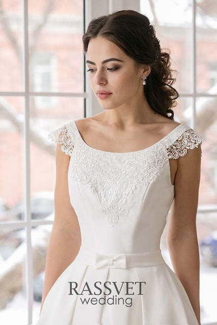 Свадебное платье Леона. Силуэт А-силуэт. Цвет Белый / Молочный. Вид 3